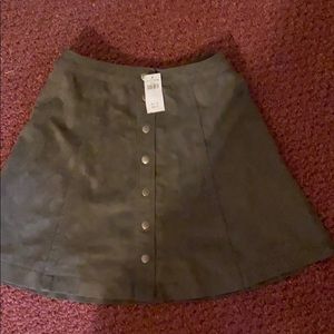 Abercrombie Faux Suede army green skirt NWT
